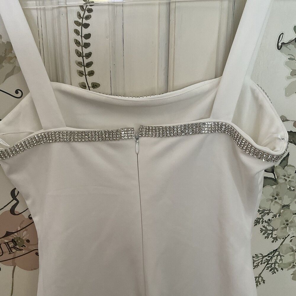 Lulus Glowing Allure Dress White Mini Bodycon Rhinestone Size S - Picture 9 of 12